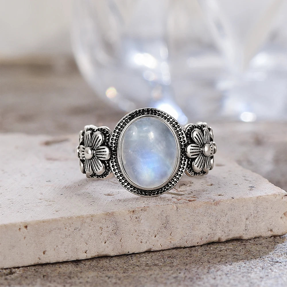 Moonstone 925 Silver Ring | Natural Gemstone Ring