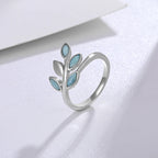 Larimar Olive Leaf Ring in 925 Sterling Silver