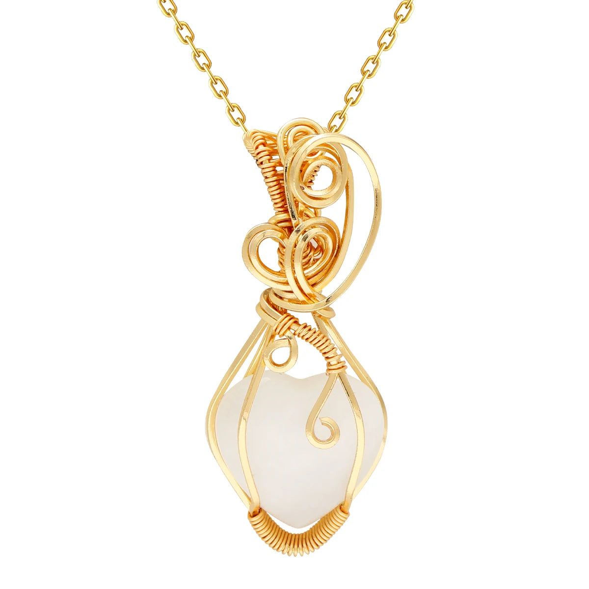 Wire-Wrapped Gemstone Pendant Necklace | Labradorite, Moonstone & Sunstone