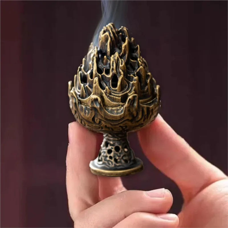 Vintage Alloy Incense Burner — Hollow Three-Legged Censer