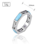 Larimar Geometric 925 Sterling Silver Cocktail Ring