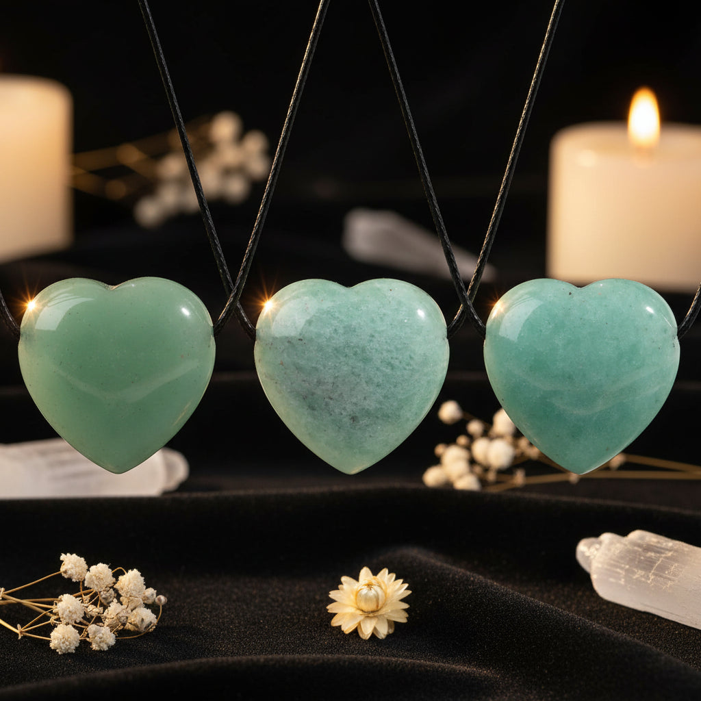 Natural Stone Heart Pendant Necklace – Choose Your Crystal