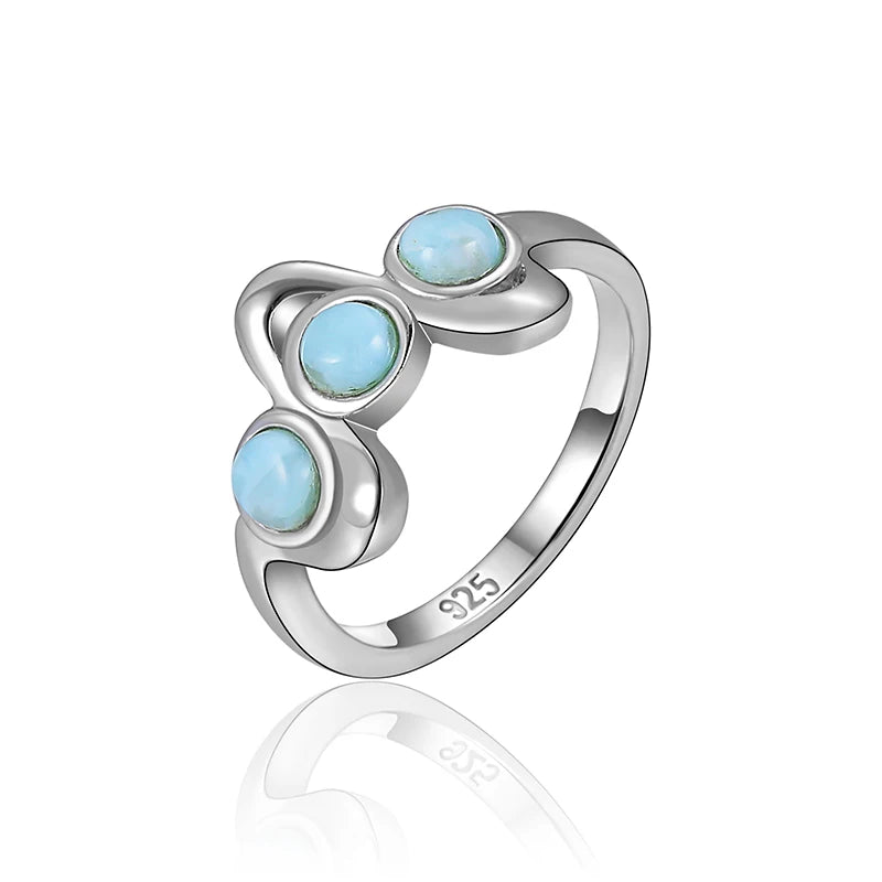 Larimar Cluster 925 Sterling Silver Ring