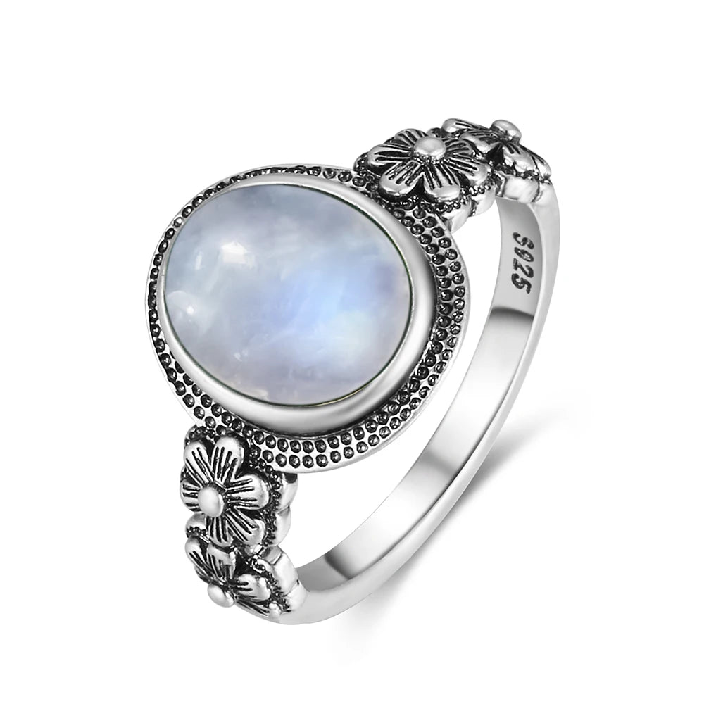 Moonstone 925 Silver Ring | Natural Gemstone Ring