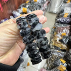 Natural Black Tourmaline Oval Bead Bracelet
