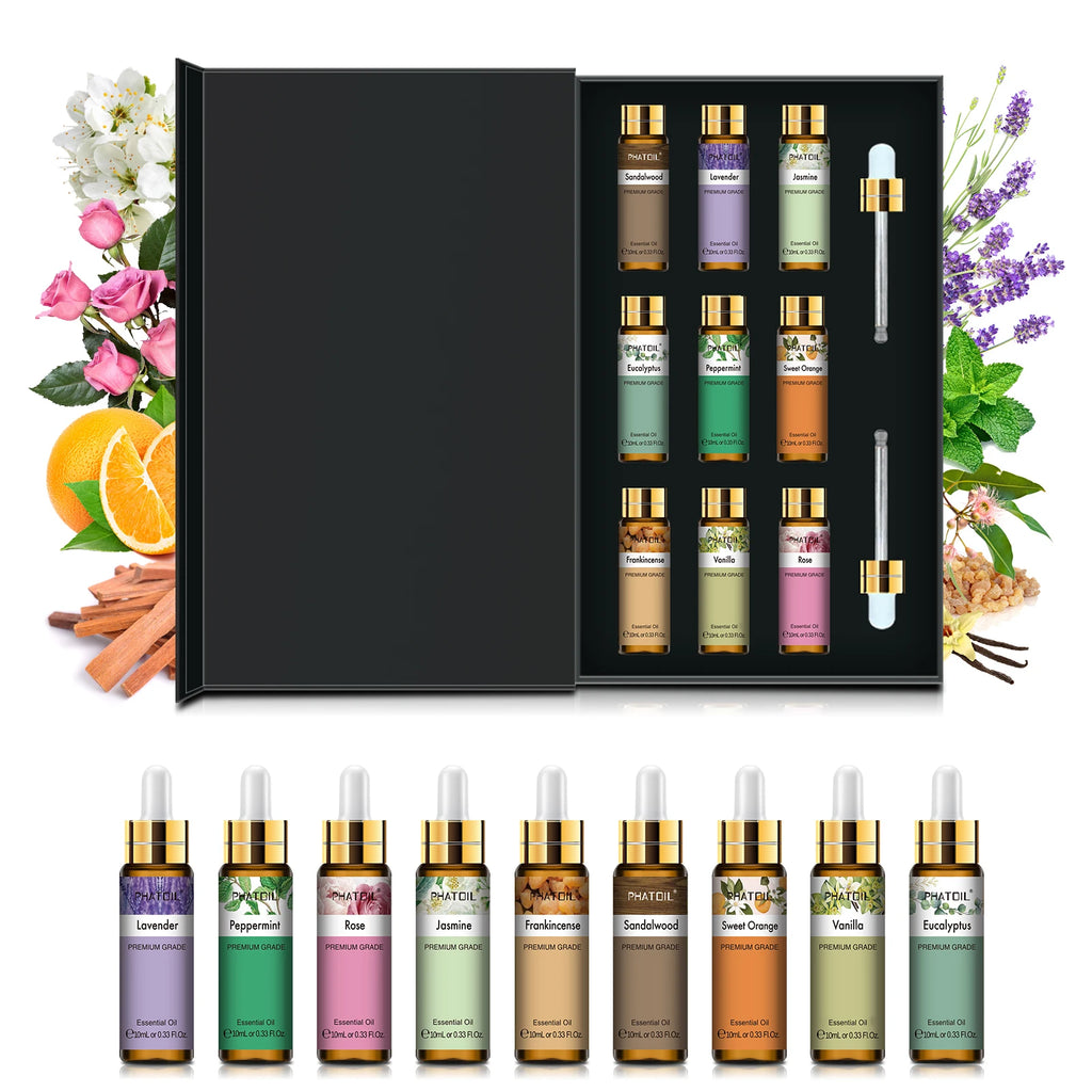 Pure Essential Oil Set — Singles & 9-Piece Gift Sets | Aromatherapy, Diffuser & Candle Making