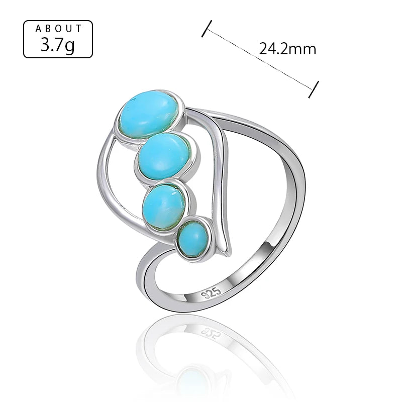 Larimar Cascade Open Ring in 925 Sterling Silver