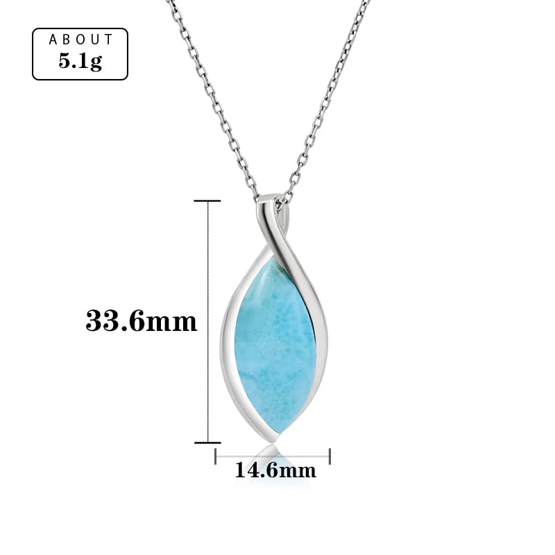 Larimar Teardrop Pendant Necklace in 925 Sterling Silver