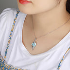 Larimar Conch Shell Pendant Necklace in 925 Sterling Silver