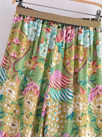 Peacock Floral Wide Leg Pants