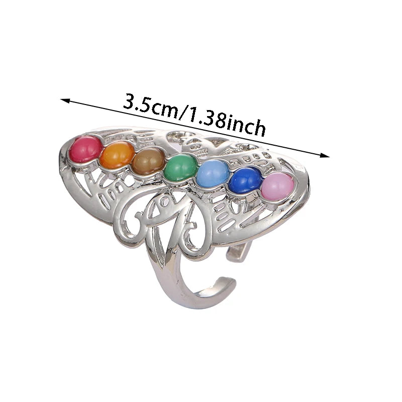7 Chakras Adjustable Ring – Boho Yoga Crystal Jewelry