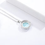 Larimar Halo Pendant Necklace in 925 Sterling Silver