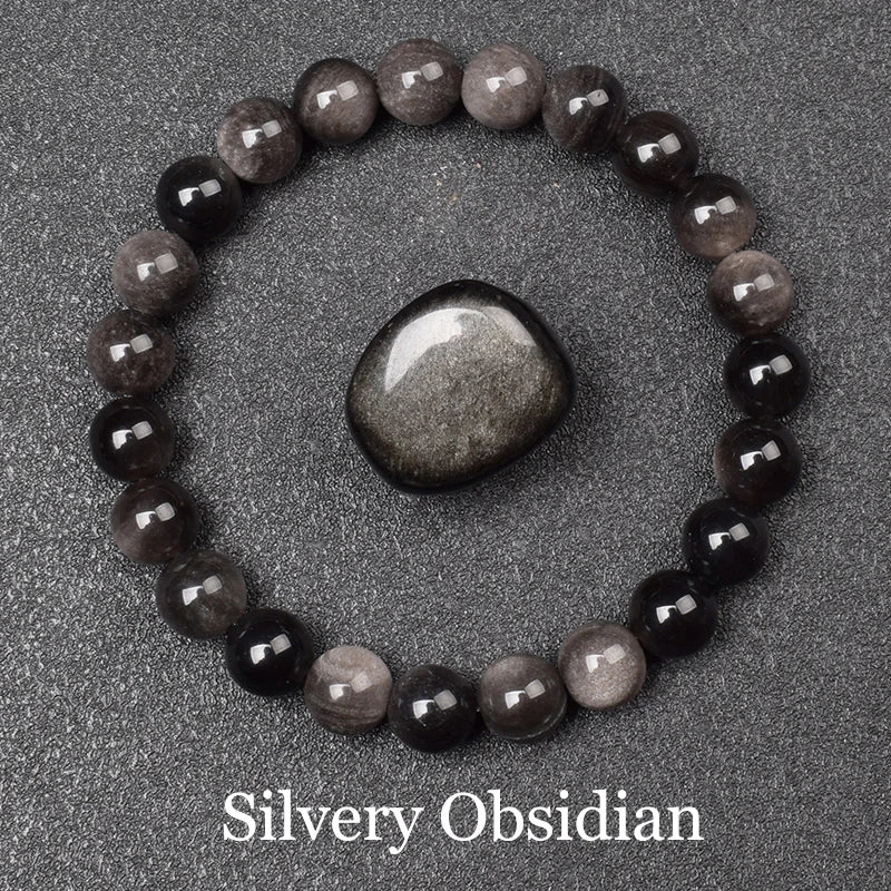 Golden & Silver Obsidian Crystal Bracelet — Protection & Grounding