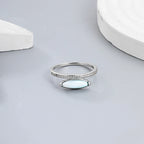 Larimar Minimalist Bezel Ring with Pavé Shoulder