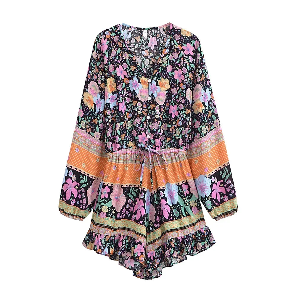 Floral Tassel Tie Boho Playsuit