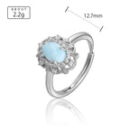 Adjustable Larimar Halo Ring in 925 Sterling Silver