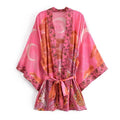 Star & Moon Floral Batwing Kimono Robe