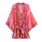 Star & Moon Floral Batwing Kimono Robe
