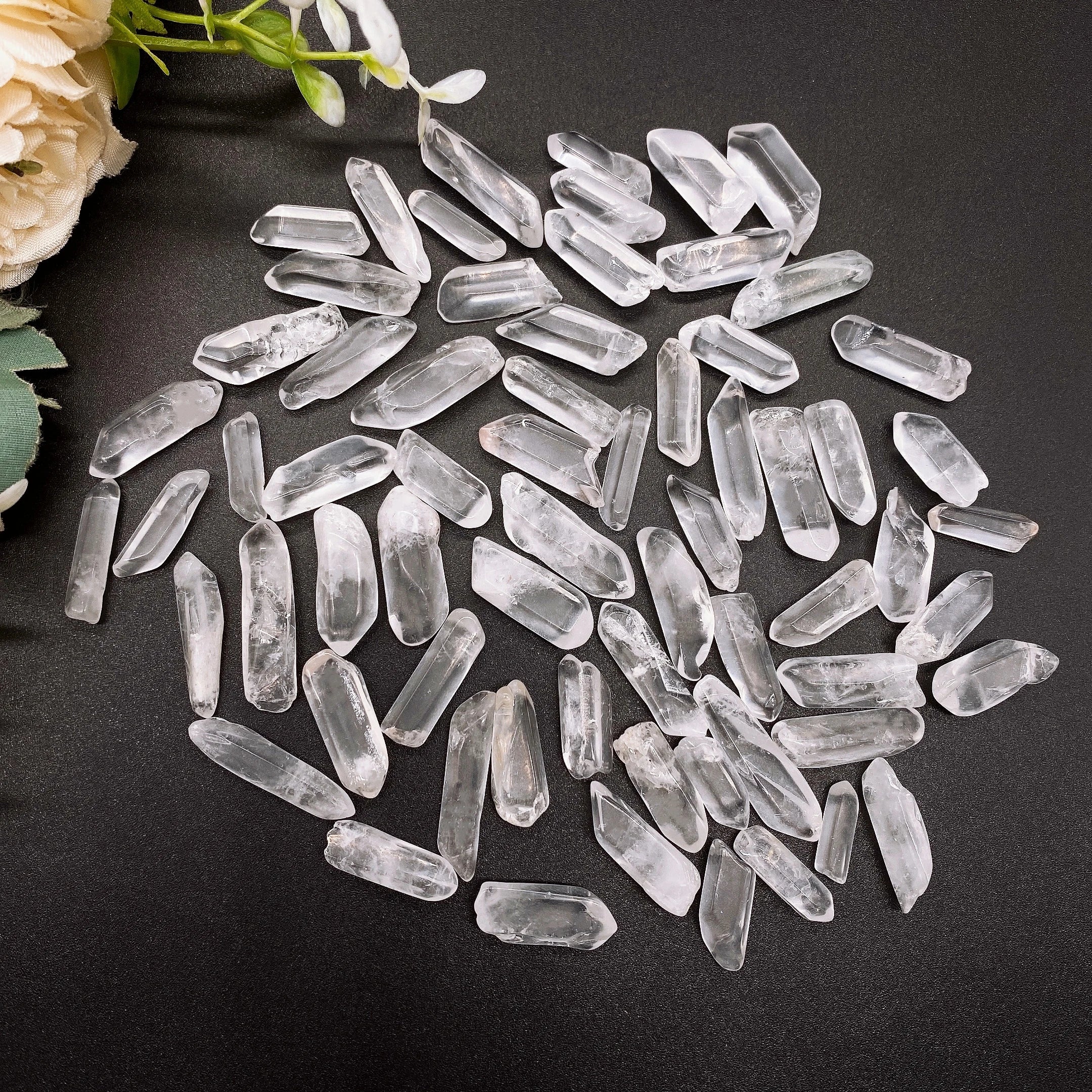 Natural Clear Quartz Raw Crystal Wands | Polished Bulk Bag