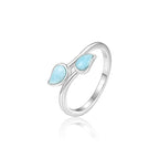 Larimar Two Stone Duo Ring in 925 Sterling Silver