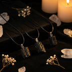 Black Tourmaline Raw Crystal Pendant Necklace — Natural Protection Stone