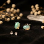Natural Opal Stud Earrings – Lucky Hope & Gentle Rainbow Light