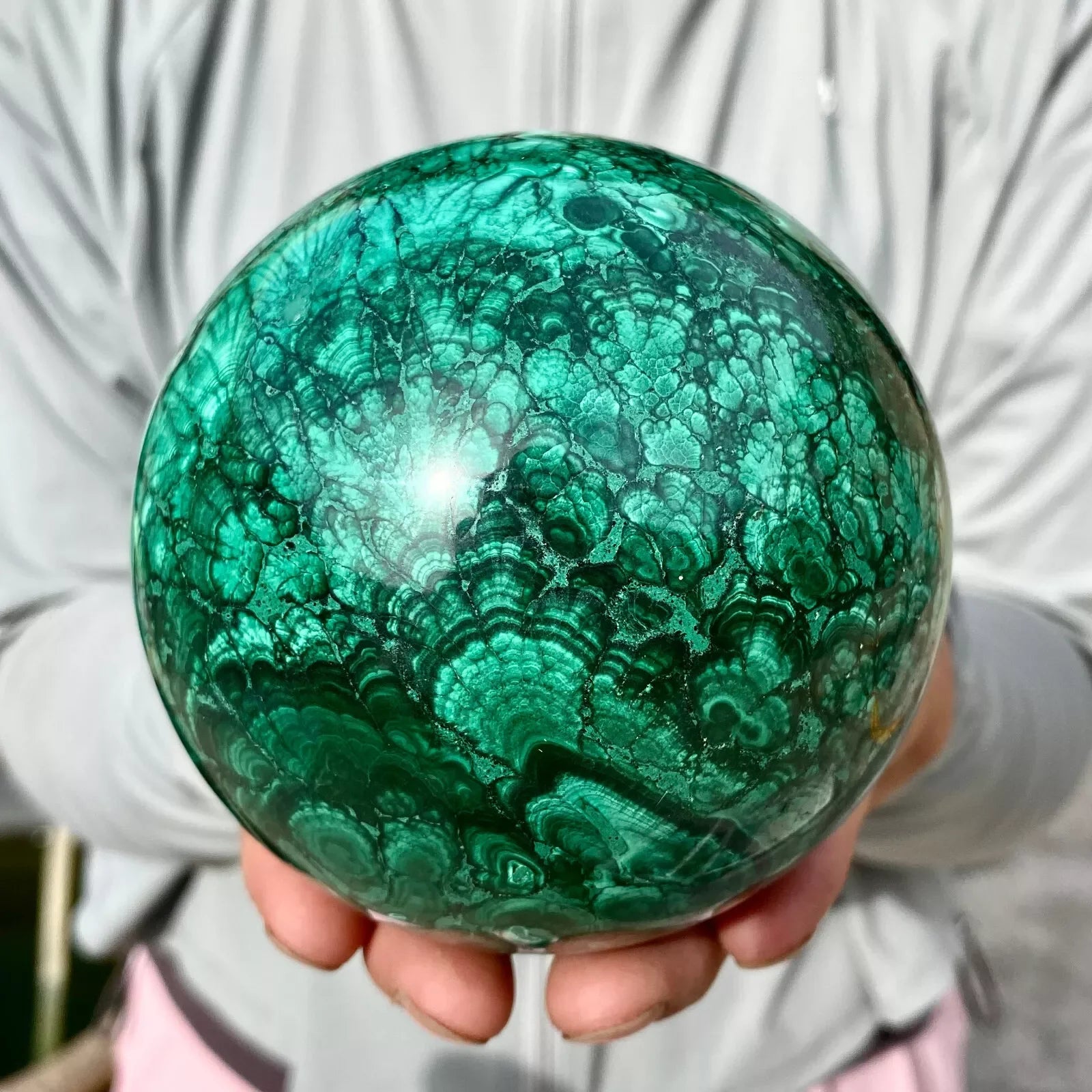 Malachite Crystal Sphere | Natural Green Stone Ball for Healing & Abundance
