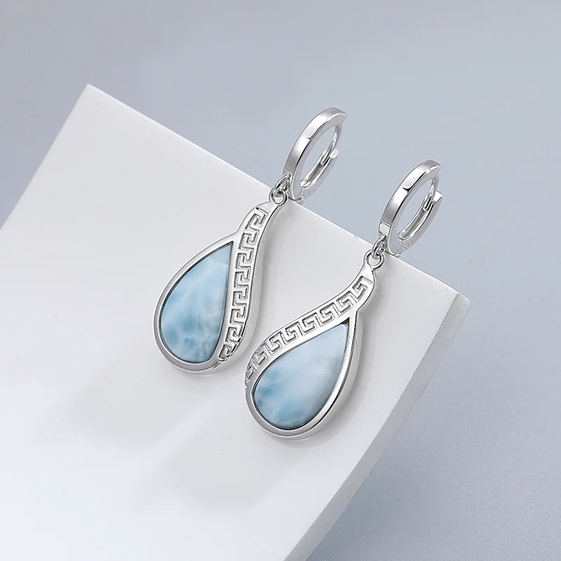 Larimar Teardrop Earrings, Pavé Accent