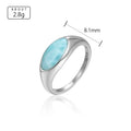 Larimar Oval Bezel Ring in 925 Sterling Silver