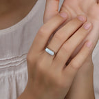 Larimar Rectangular Minimalist Ring, 925 Sterling Silver