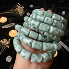 Green Angelite Barrel Bead Bracelet