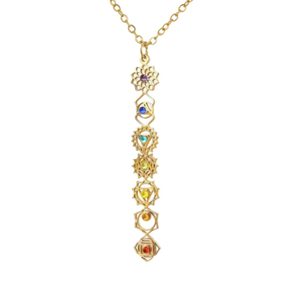 7 Chakra Pendant Necklace – Colorful Stone Stainless Steel