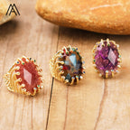 18K Gold-Plated Natural Gemstone Statement Ring – Healing Crystal Jewelry