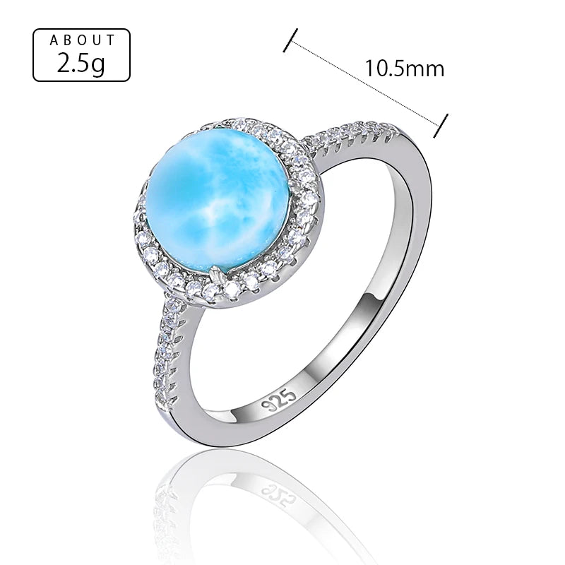 Larimar Halo Ring, Pavé Zircon Shoulders