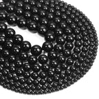 Black Obsidian Round Beads Strand — Natural Stone for Jewelry Making (4–18mm)