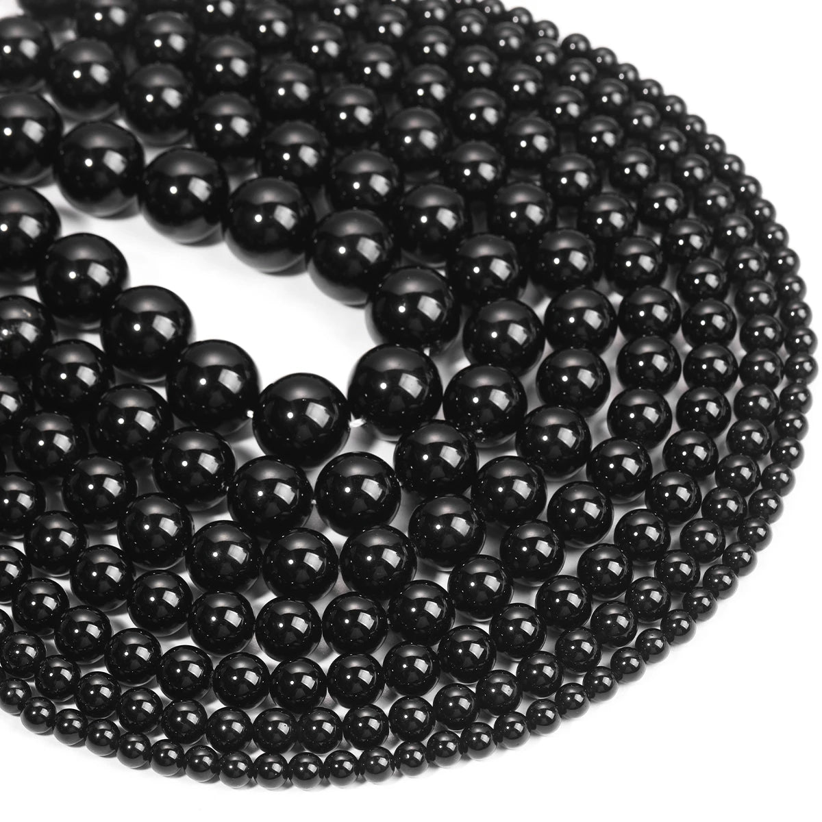 Black Obsidian Round Beads Strand — Natural Stone for Jewelry Making (4–18mm)