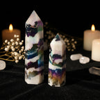 Aura Zebra Crystal Point Tower | Black & White Quartz Obelisk