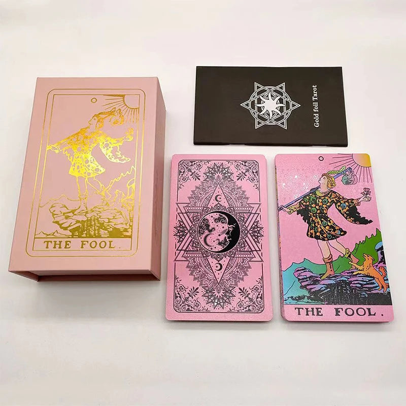 Gold Foil Rider-Waite Tarot Deck – 80-Card Luxury Edition with Gift Box