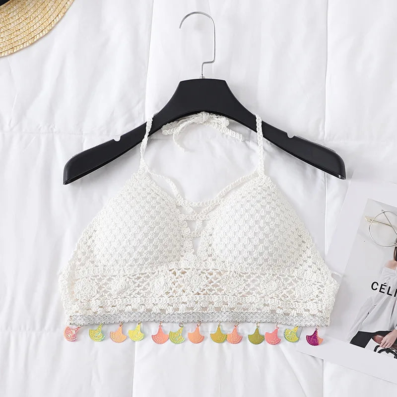 Boho Crochet Tassel Halter Bralette