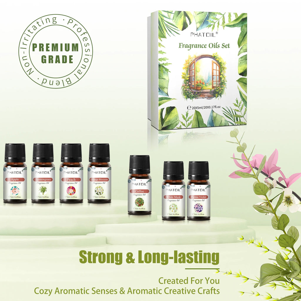 20-Pack Fragrance Oil Set | 5ml Aromatherapy & Diffuser Oils
