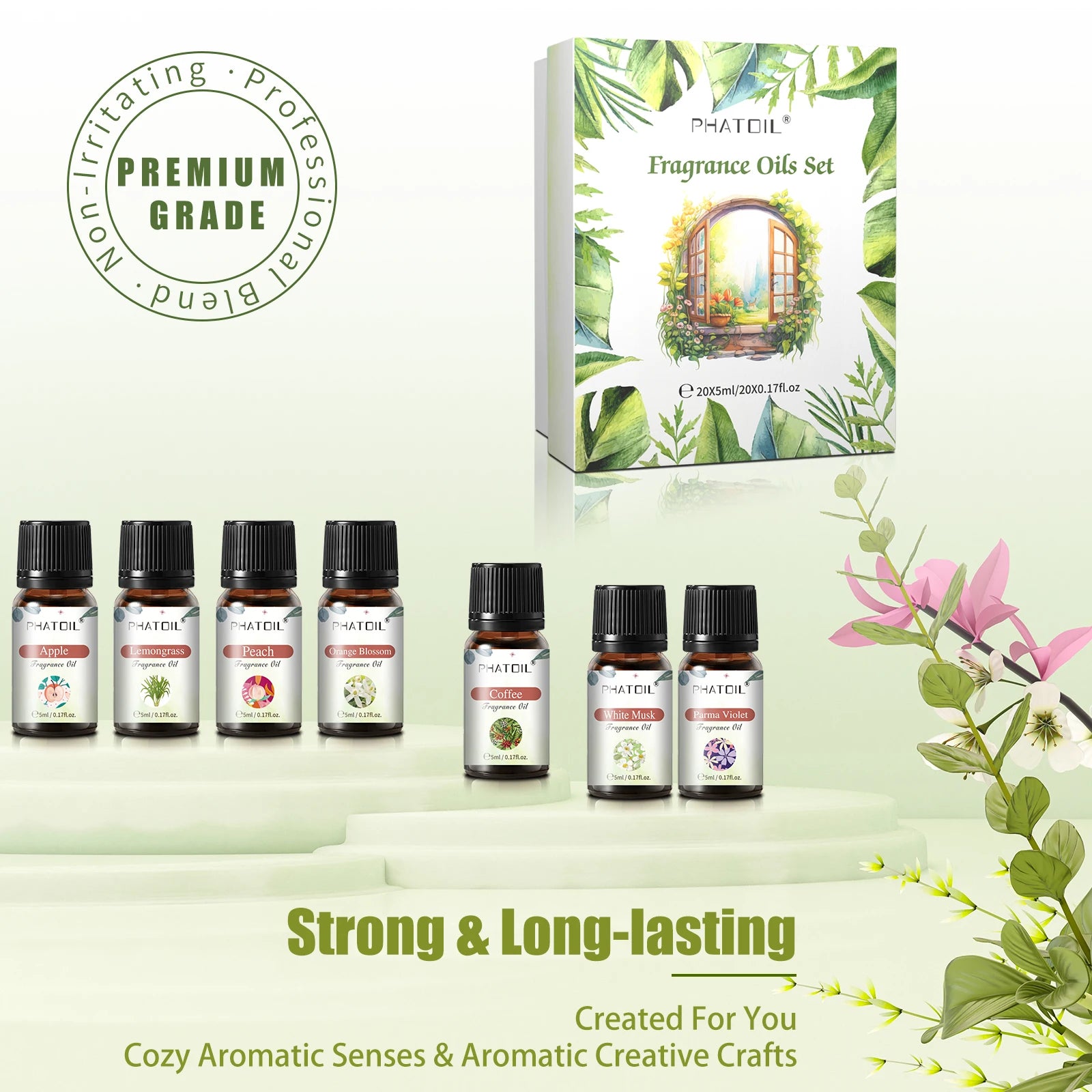 20-Pack Fragrance Oil Set | 5ml Aromatherapy & Diffuser Oils