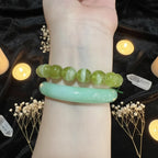 Natural Xiuyu Jade Round Bead Bracelet | Green Nephrite