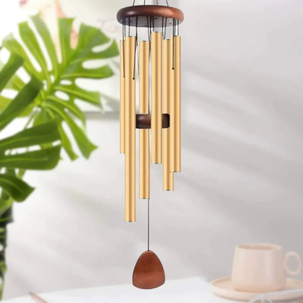 Retro Wind Chime | Aluminum Tube Outdoor Chime in Gold, Silver & Black