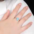 Larimar Oval Ring with Twisted Rope Band, 925 Sterling Silver