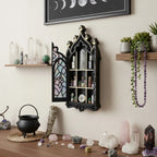 Gothic Church Arch Crystal Display Shelf – Wooden Wall Organizer