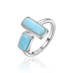 Double Bar Larimar Ring in 925 Sterling Silver