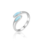 Larimar Double Stone Bypass Ring in 925 Sterling Silver