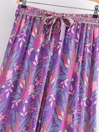 Purple Floral Kimono Boho Set – Wide Leg Pants & Kimono Top