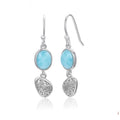 Larimar Oval Engraved Drop Earrings in 925 Sterling Silver