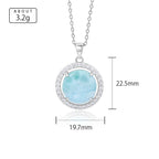 Larimar Halo Pendant Necklace in 925 Sterling Silver